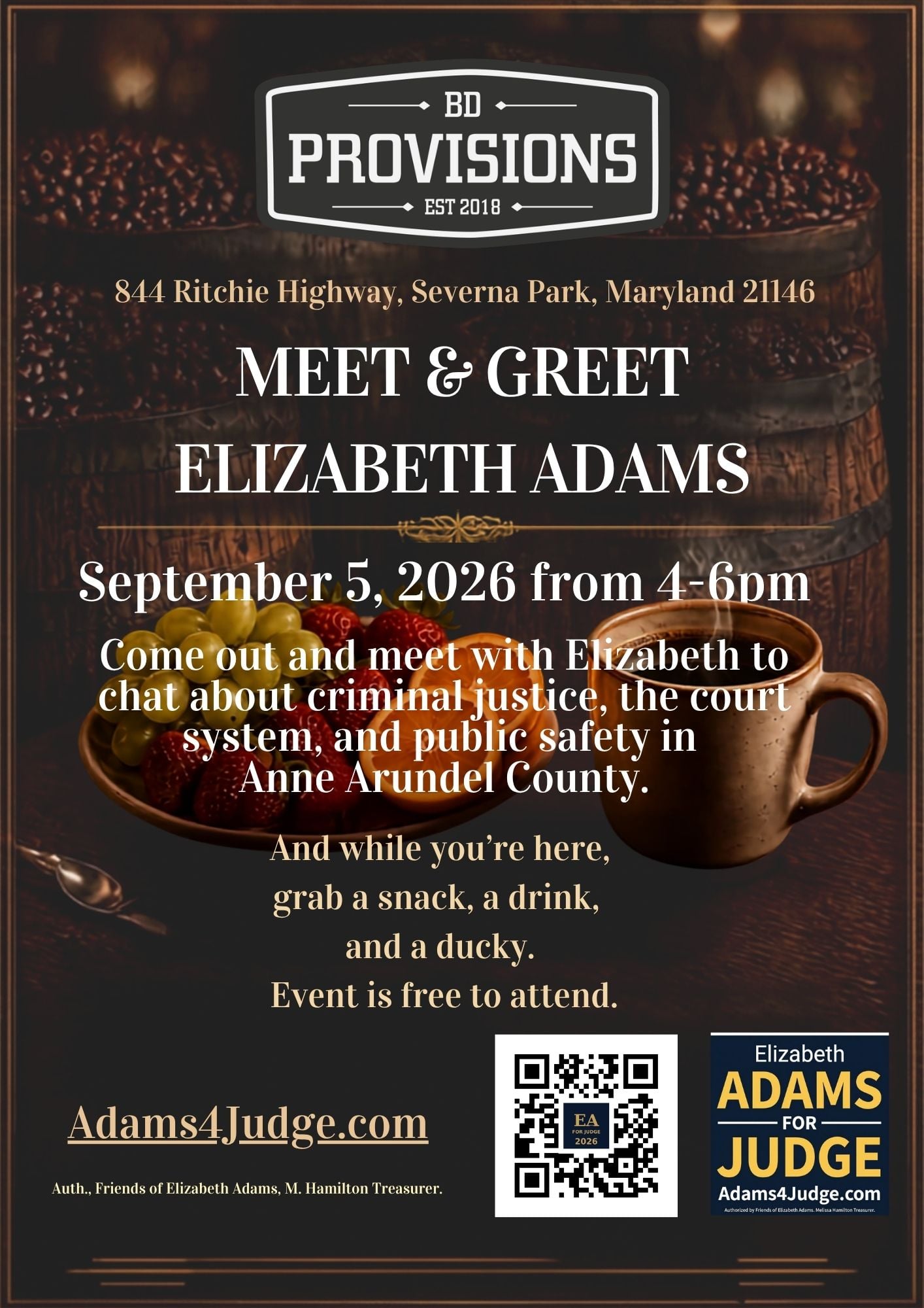 BD Provisions Meet & Greet with Elizabeth Adams - September 5, 2026